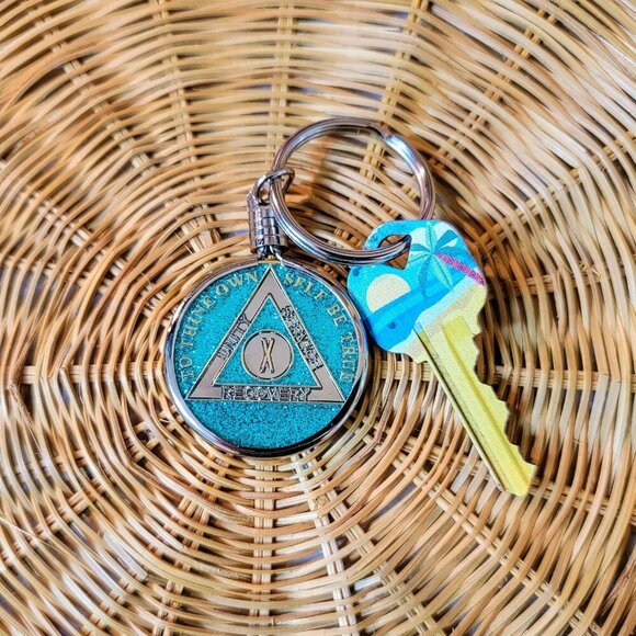 Token Shop AA Coin Holder Keychains for 34 mm x 2 mm Triplate Sobriety Chip Reco - Picture 2 of 6